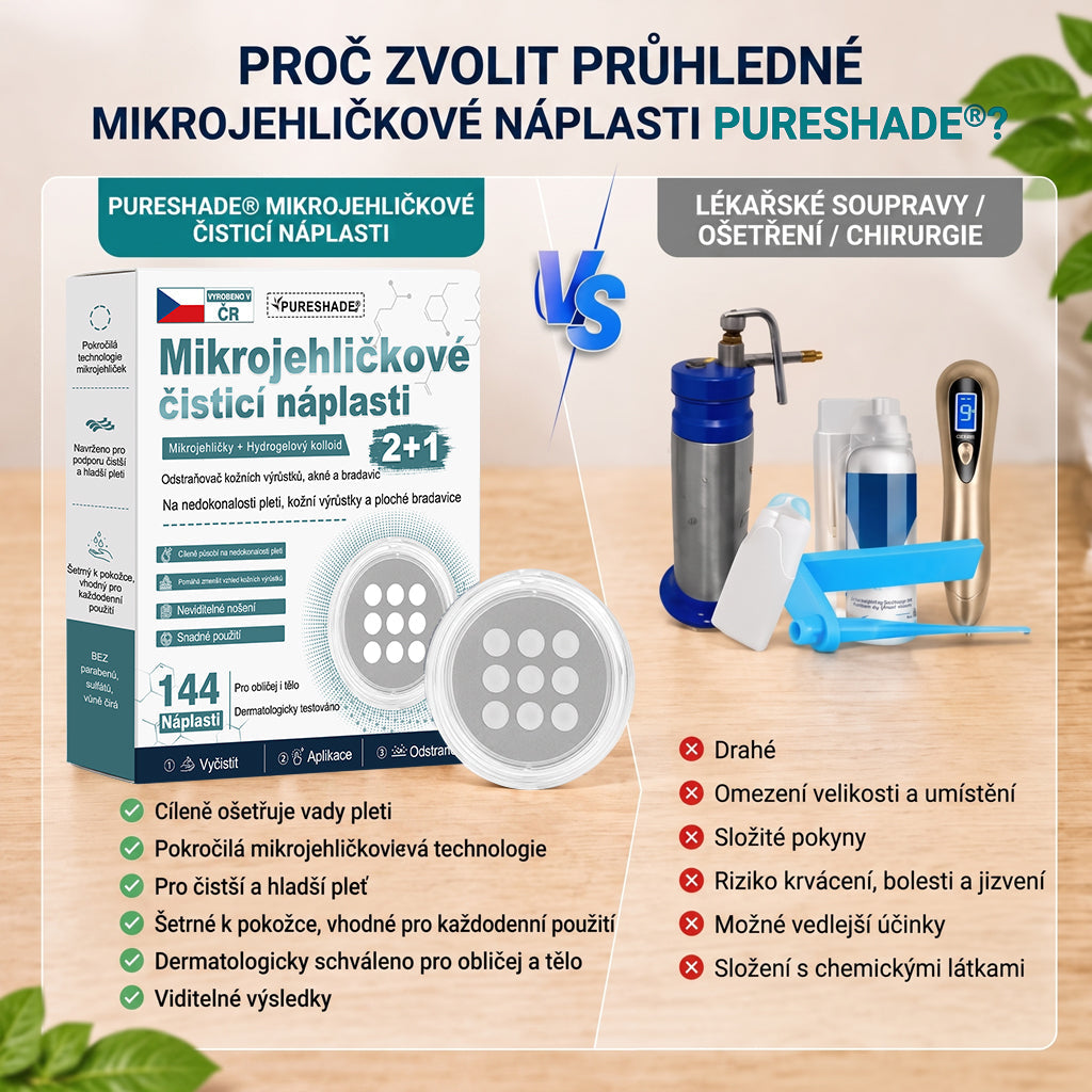✨🔥 50% SLEVA 🔥✨ PURESHADE® 2v1 mikrojehličková náplast 🍀 | Na znaménka, bradavice, akné a nedokonalosti pleti | Jemnější a čistší vzhled pokožky